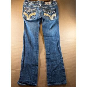 Laguna‎ Beach Jeans Womens 25 Blue Bootcut USA Rhinestone Fleur De Lis Denim